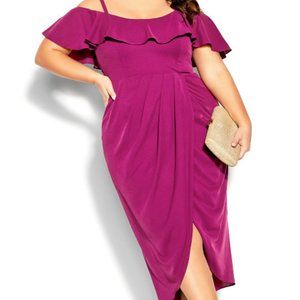 City Chic - Flirtation Dress Cerise